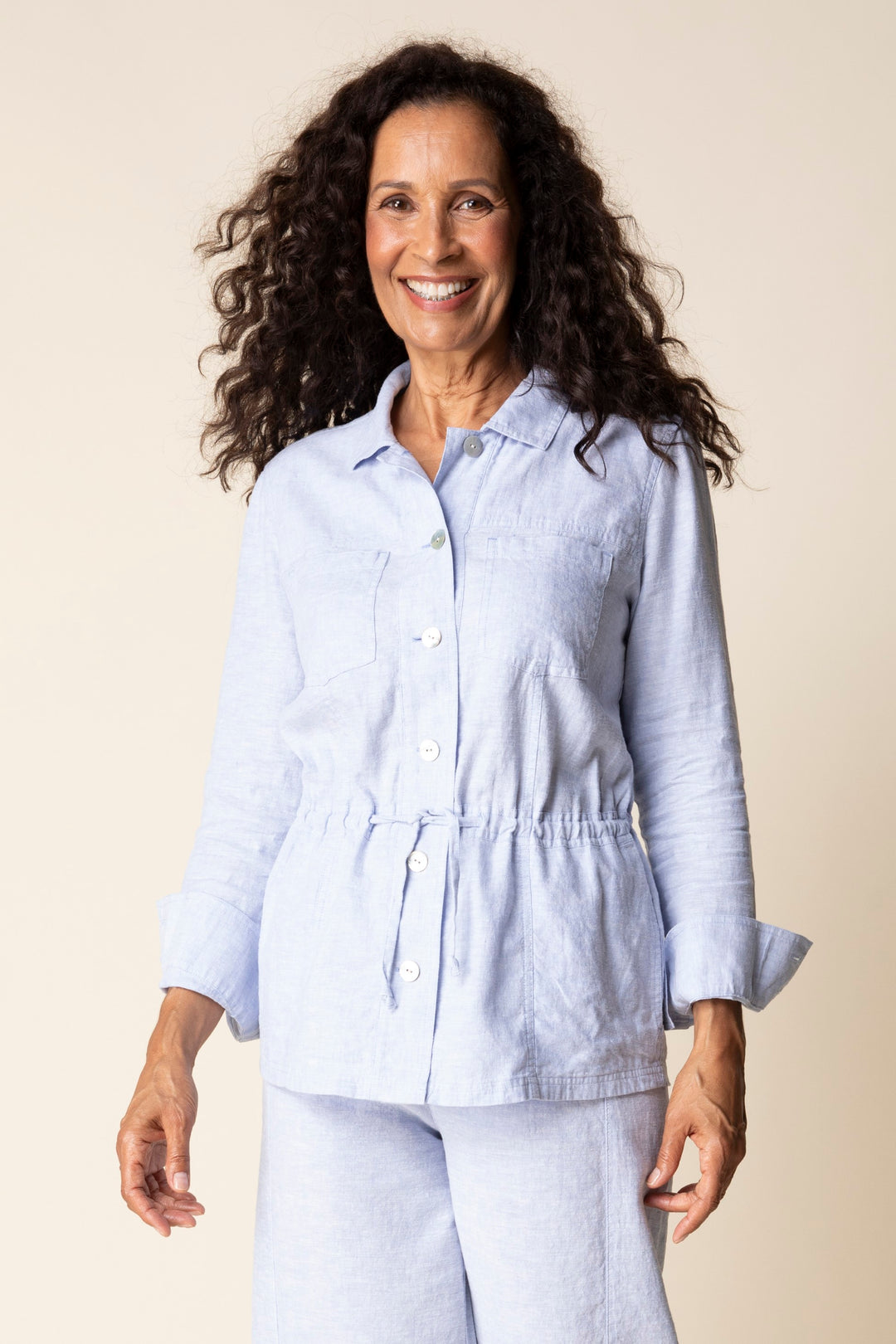 Linen Solid Flora Jacket