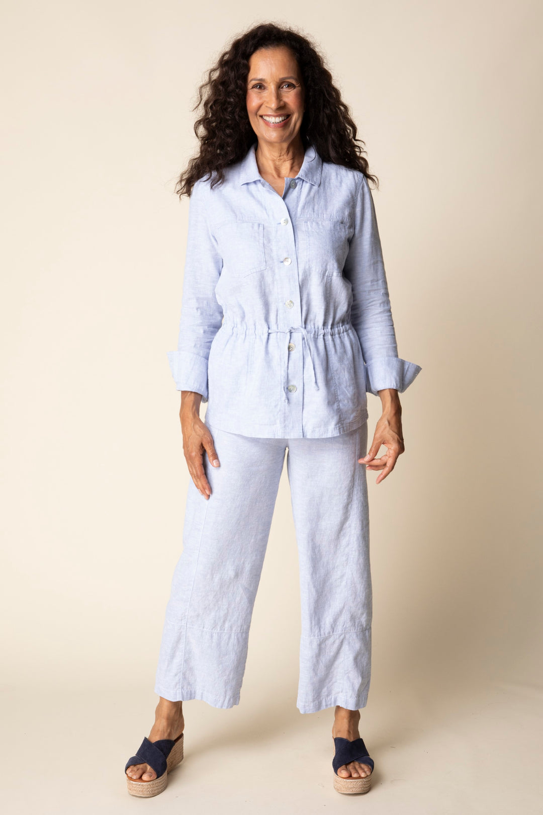 Linen Solid Flora Jacket