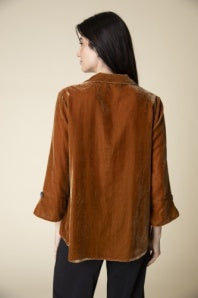 Velvet One Button Blouse