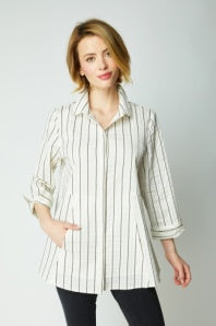 East Side Stripes Hidden Placket Shirt