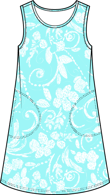 Vintage Scroll Easy Tank Dress