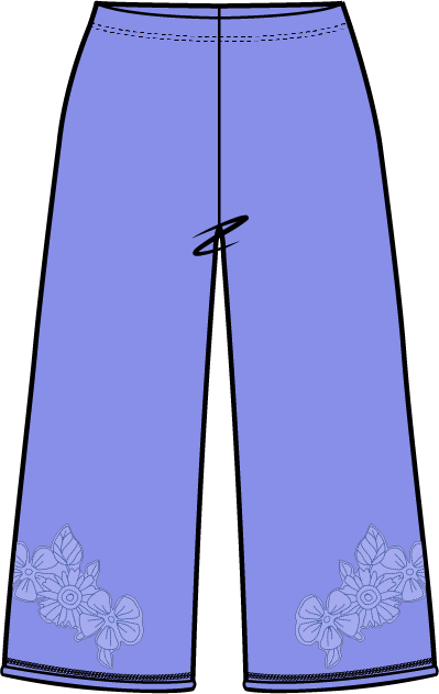 Embroidered Applique Pocket Flood Pant
