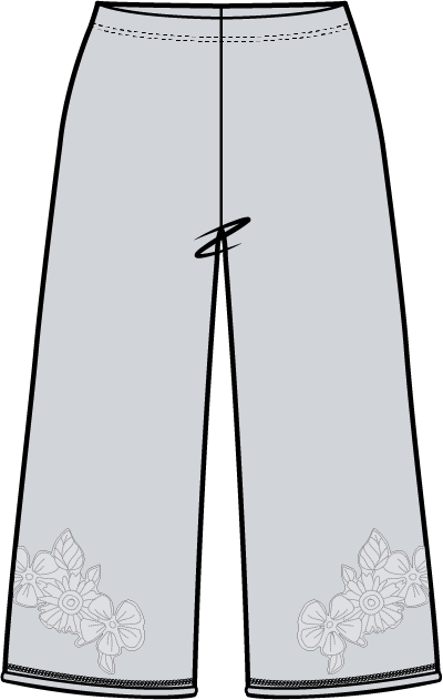 Embroidered Applique Pocket Flood Pant