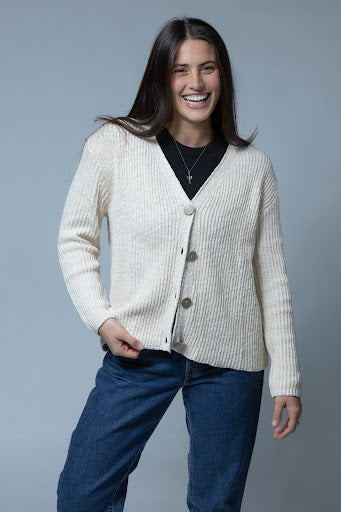 Ribbed Four Button Cardigan