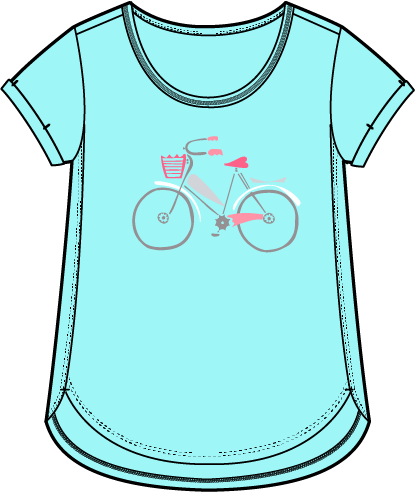 Destination Bicycle Cuff Sleeve High Lo Tee