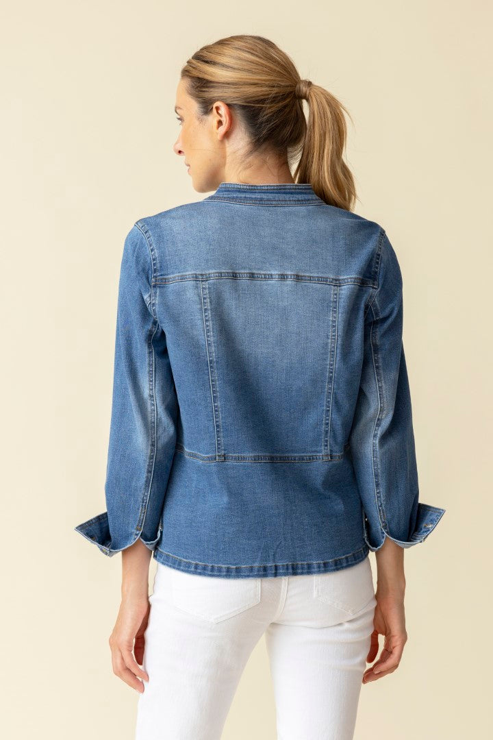 Stretch Denim Moto Jacket