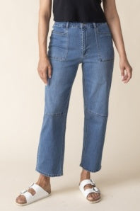 Stretch Denim Barrel Leg Jean