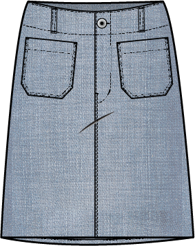 Stretch Denim Straight Skirt