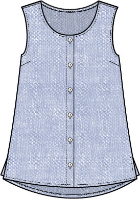 Linen Solid Pleat Back Button Tank
