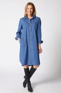 Perfect Travel Denim Cafe Midi Dress