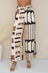 Geometric Multi Color Print Pant with Pockets