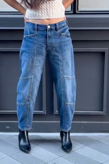 High Rise Relaxed Barrel Jeans