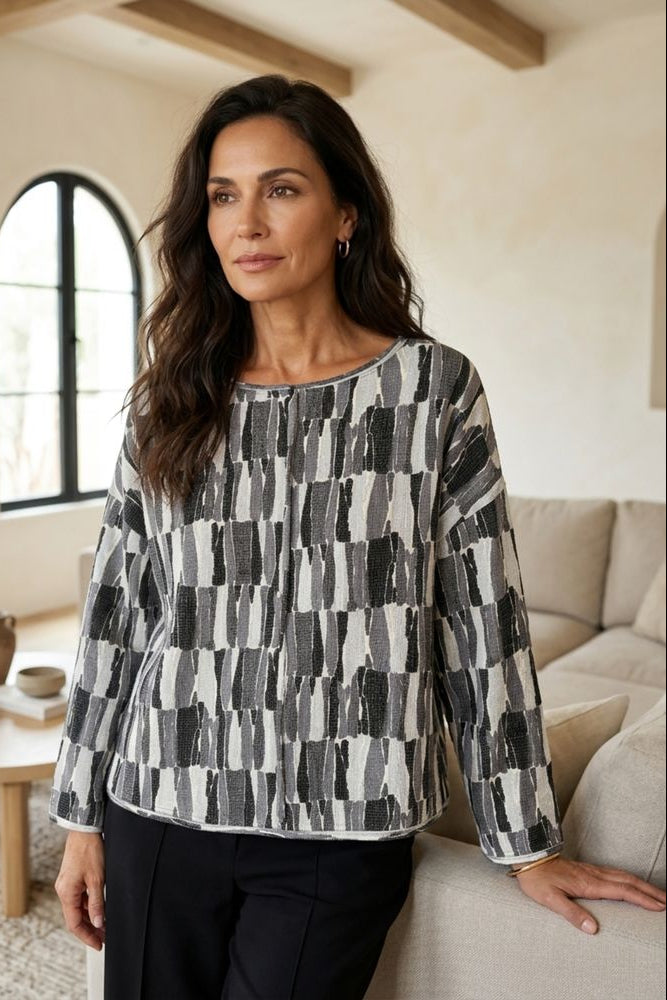 Jigsaw Blocks Rolled Edge Pullover